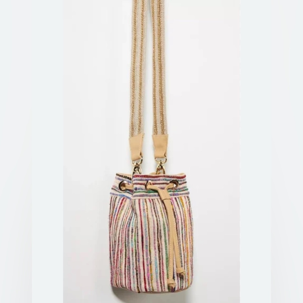 NWOT Anthropologie Claramonte Baby Angelo Drawstring Multi Gold Hobo Bucket Bag - Picture 5 of 16